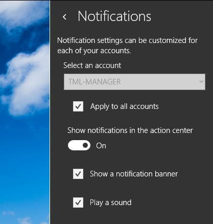 Windows Mail Notification Settings