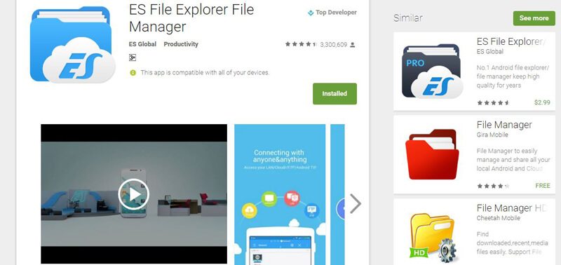 دانلود و نصب برنامه ES File Explorer