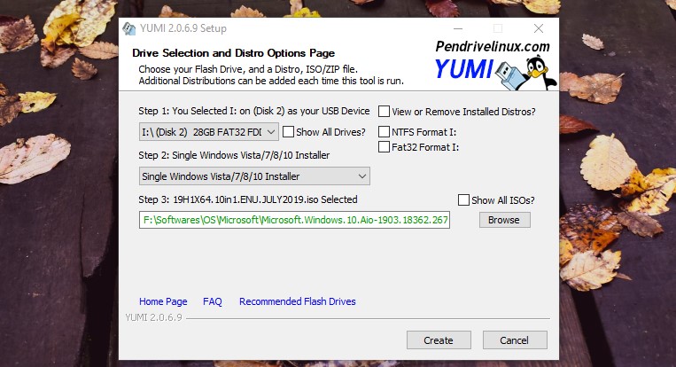 بوت کردن فلش برای نصب ویندوز با برنامه yumi